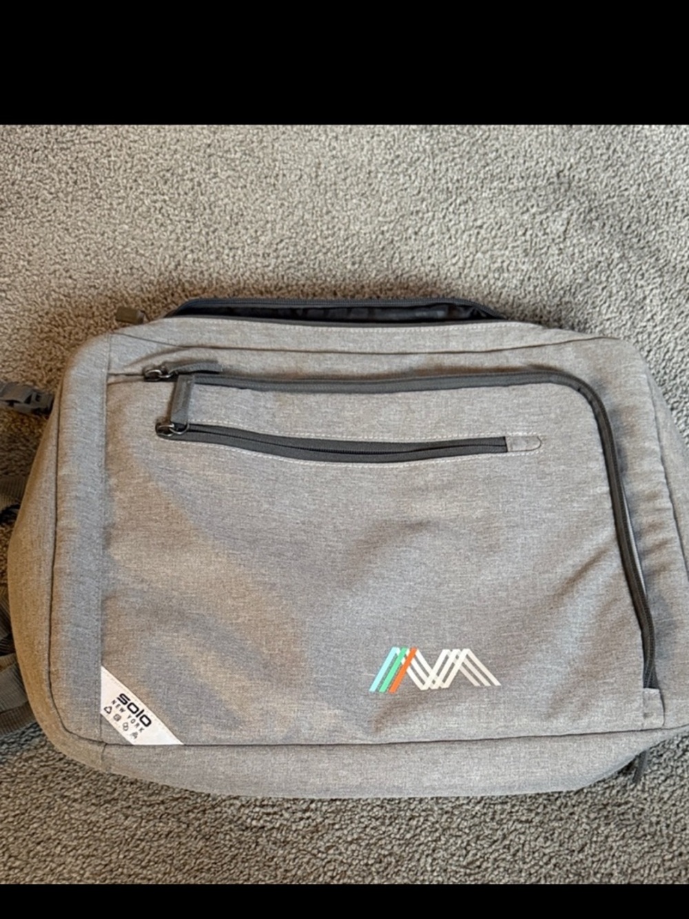 Solo New York Gray Messenger/Laptop Backpack/Bag/Briefcase. 16”x13”x3.5”.